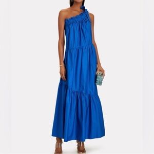 Xirena Maisie Dress Azure one-shoulder cotton poplin maxi